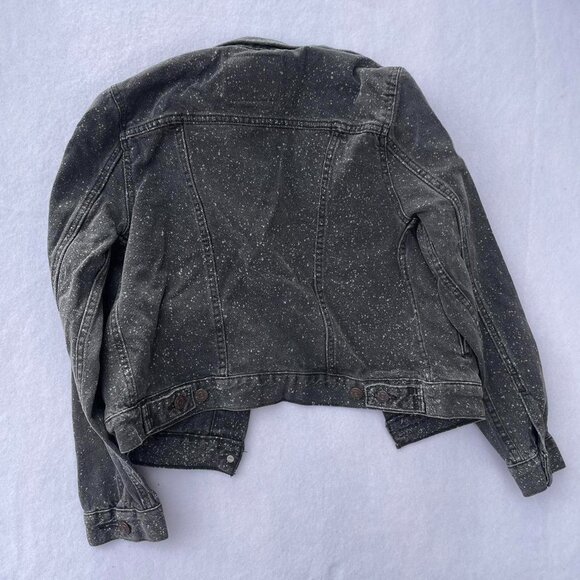 Levi’s Charcoal Gray Black Speckled Denim Jacket Size S Fall Autumn Halloween - Picture 3 of 8